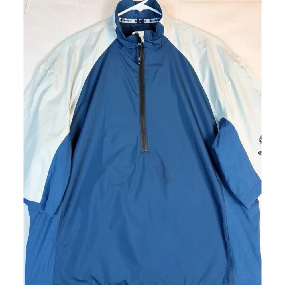 Sunice Typhoon Pullover 1/4 Zip S/S Jacket Golf Blue Gray Men’s L Wind Rain